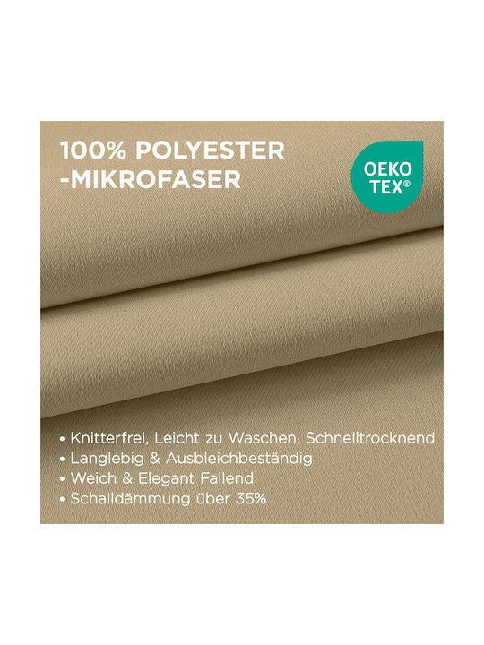 Joydeco Set Perdele Opace Cu Capse Bej 132x210cm