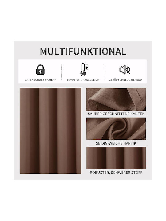 Joydeco Σετ Κουρτίνες Συσκότισης με Τρουκς Brown 140x260εκ.