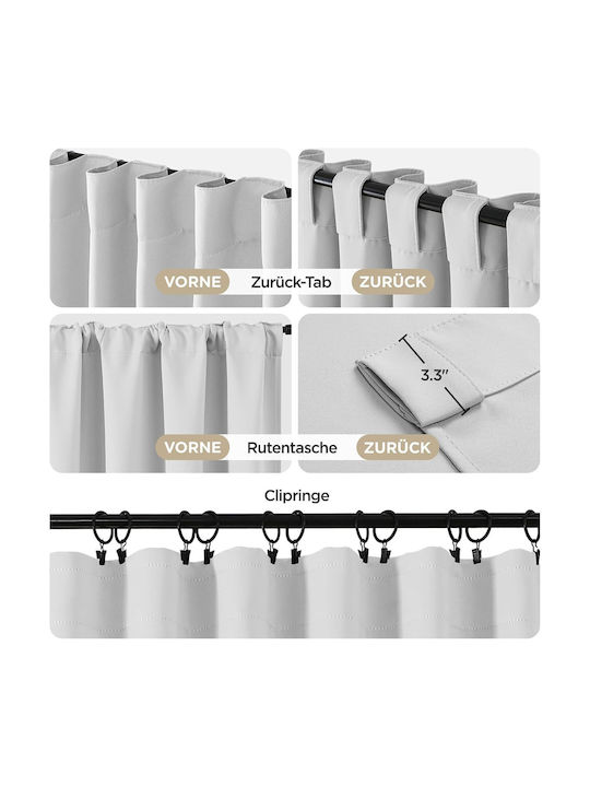 Joydeco Set Perdele Opace Cu Bretele Gri 132x210 cm