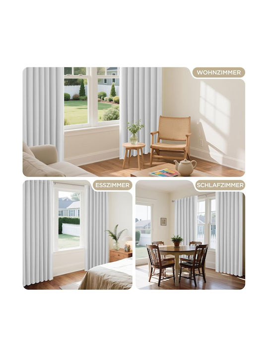 Joydeco Set Perdele Opace Cu Bretele Gri 132x210 cm