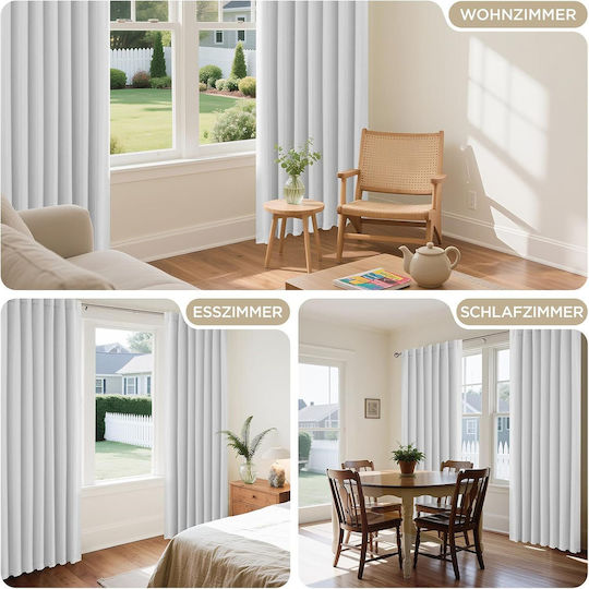 Joydeco Σετ Κουρτίνες Συσκότισης με Τιράντες Gray 132x210εκ.