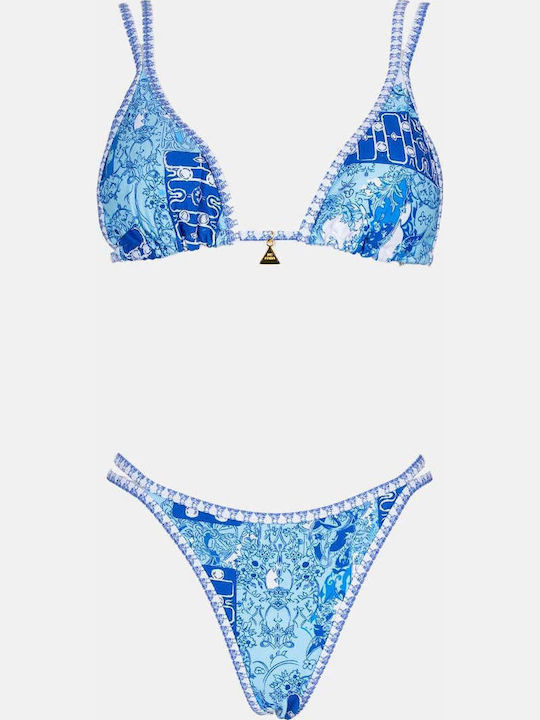Set Bikini Τριγωνάκι Push Up Μπλε
