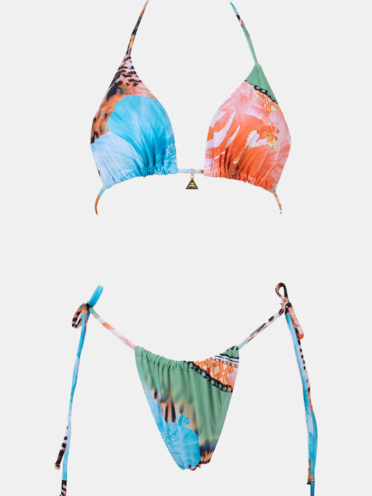 Set Bikini Τριγωνάκι Animal Print Πορτοκαλι