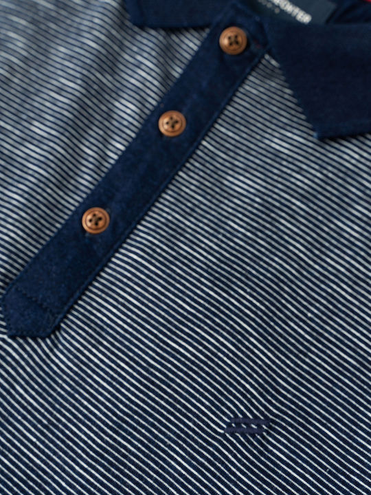Polo Herrenbluse Blau Streifen 16165-Blau