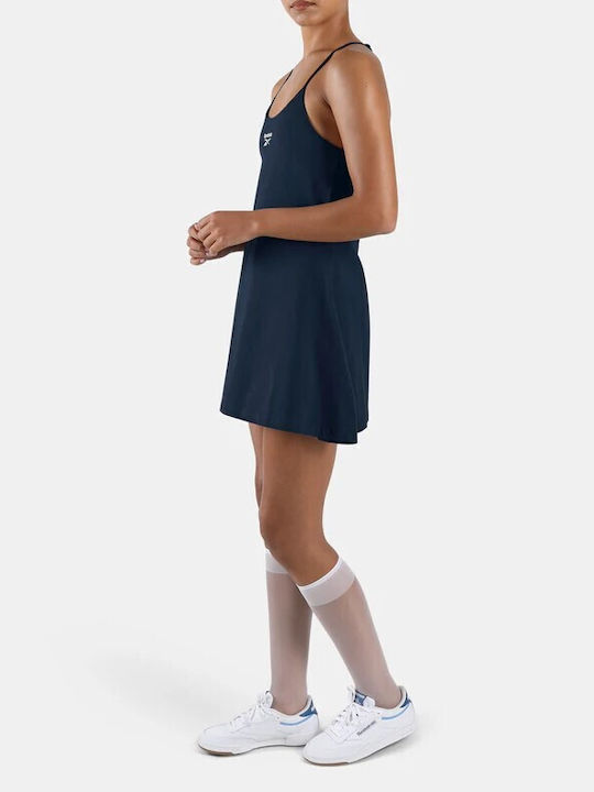 Summer Mini Athletic Dress with Spaghetti Straps Blue