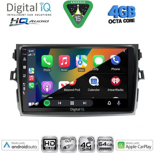 Digital IQ Ηχοσύστημα Αυτοκινήτου για Toyota Corolla 1992-1997 (Bluetooth/USB/WiFi/GPS/Apple-Carplay/Android-Auto) με Οθόνη Αφής 9"