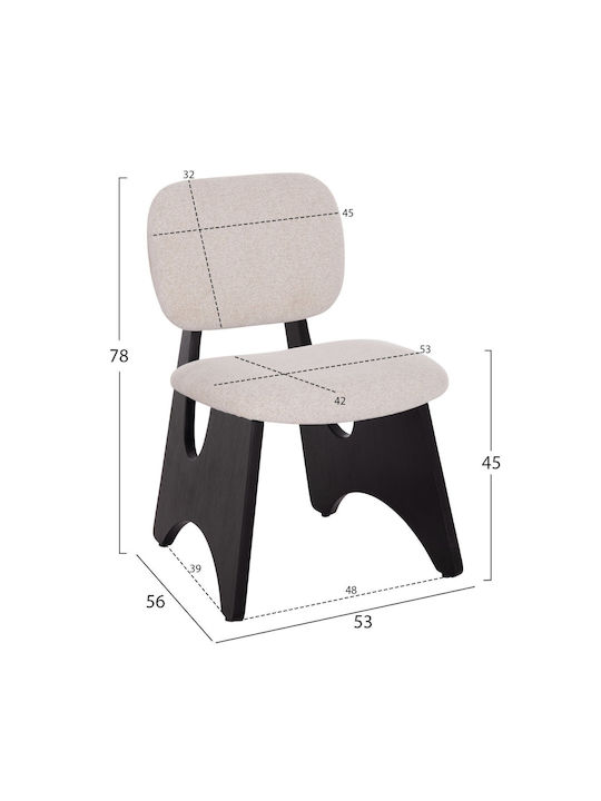 Dining Chair with Fabric Upholstery Ecru 53x56x78cm