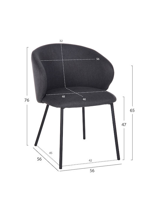 Metallic Dining Room Chair Gray 56x56x76cm
