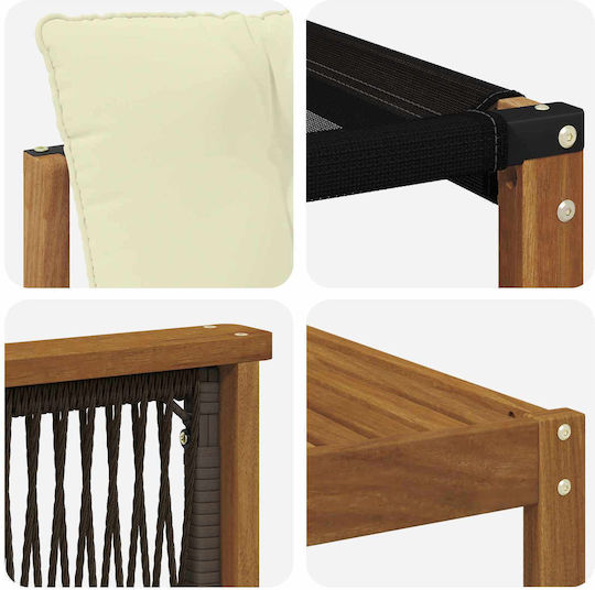 Garten- und Outdoor-Möbelsets Typsatz Wohnzimmer 7 Stück Natur und Creme mit Kissen