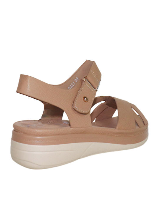 Γυναικεία Ανατομικά Σανδάλια Flatforms Μπεζ