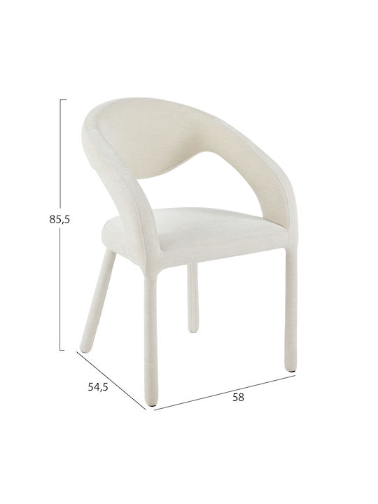 Ofilia Dining Armchairs with Fabric Upholstery Ecru 2pcs 58x54.5x85.5cm