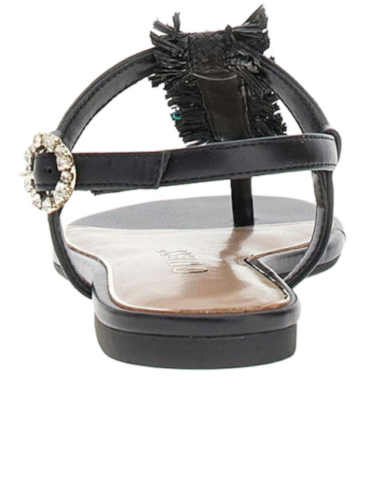 Damen Flache Schwarze Sandalen