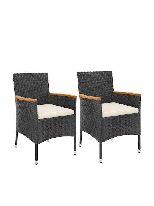 vidaXL Garden & Outdoor Furniture Sets Living Room Set 3 Pieces Black with Pillows