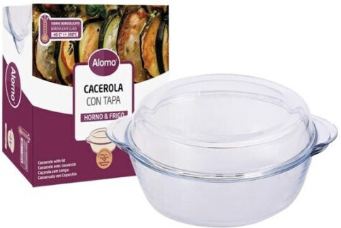 Alorno Round Heat-Resistant Cookware Glass with Lid 3000ml