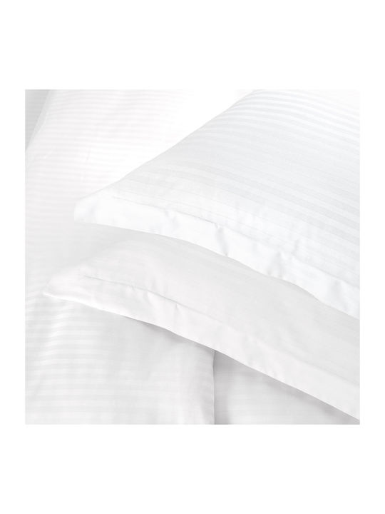 Rythmos Satin Stripes Σετ Σεντόνια Μονά 170x270εκ. Λευκό (3τμχ)