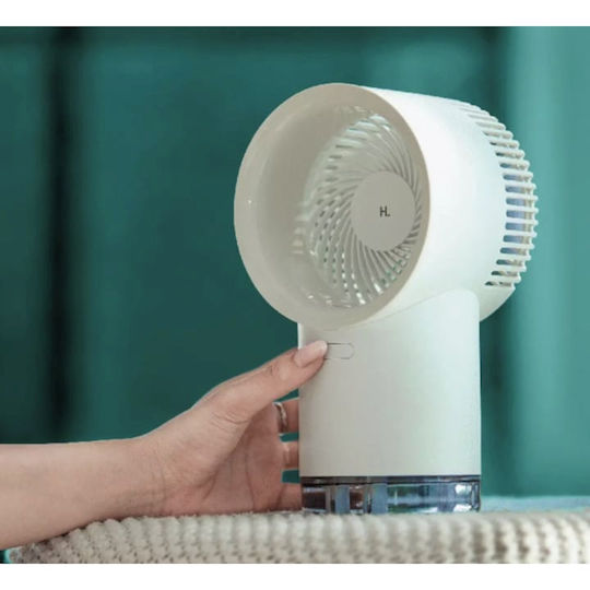 4-in-1 Tragbarer Schreibtischventilator Luftbefeuchter Funktion 3 Geschwindigkeitsstufen Kabellose Bedienung Usb Aufladung Weiß