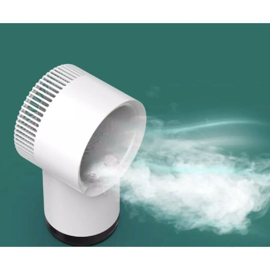 4-in-1 Tragbarer Schreibtischventilator Luftbefeuchter Funktion 3 Geschwindigkeitsstufen Kabellose Bedienung Usb Aufladung Weiß
