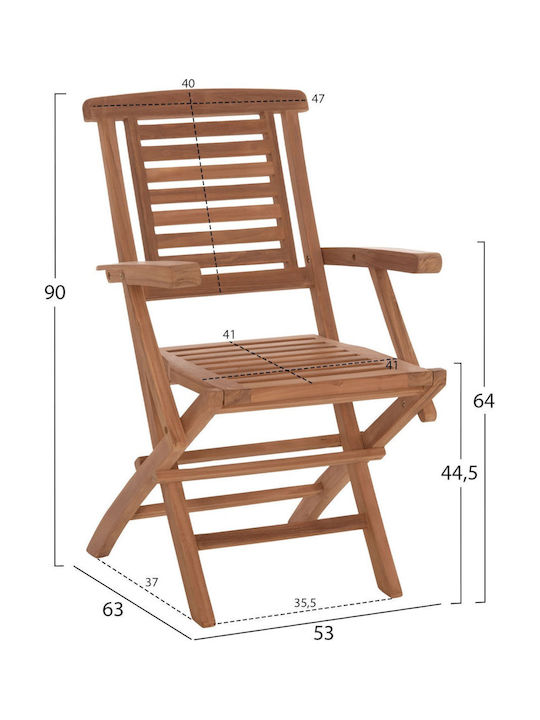 Градински Стол Дървен Teak 53x63x90см