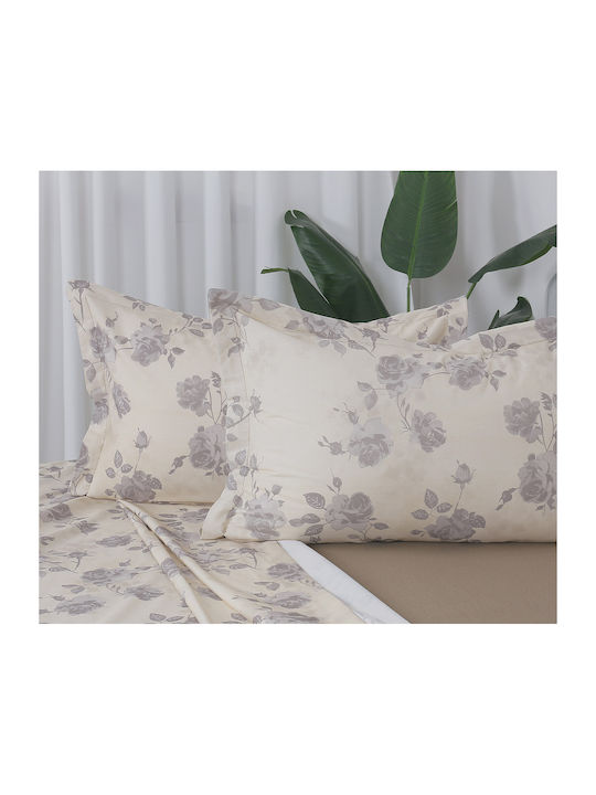 Beauty Home 12685 Double Bed Sheets Set 230x260cm Beige 4 Pieces 12685SEYD