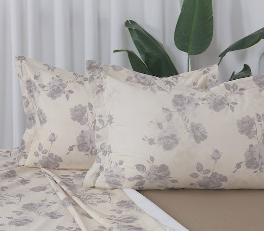 Beauty Home 12685 Double Bed Sheets Set 230x260cm Beige 4 Pieces 12685SEYD
