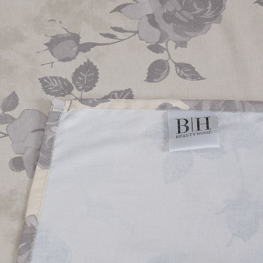Beauty Home 12685 Double Bed Sheets Set With Rubber Hugger 165x200+30cm Beige 4 Pieces 12685SEYDL
