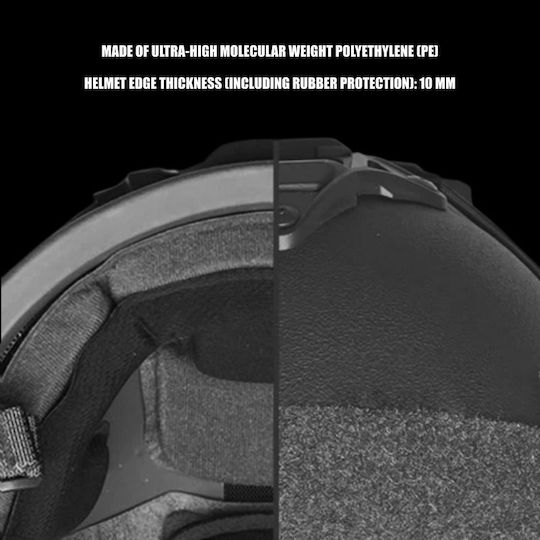 Fast Nij Iiia Ballistic Tactical Helmet Resistant To 9mm 357 Sig 44 Magnum Bullets High Cut Accessories Nvg Compatible Fast Rail 360° Adjustment System Ultra-resistant Pe Material Size L Black