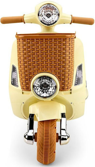 Motocicletă Pentru Copii Vespa Electrică 12 Volți Bej Pentru 3+ Ani