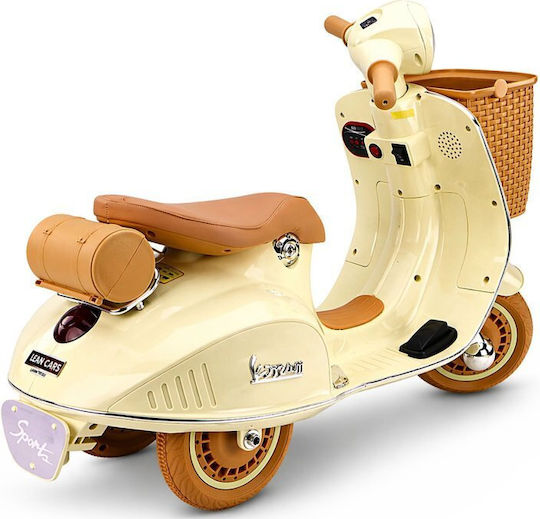 Motocicletă Pentru Copii Vespa Electrică 12 Volți Bej Pentru 3+ Ani