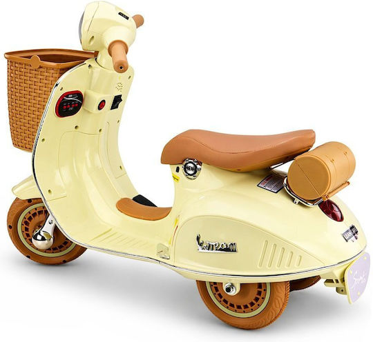 Motocicletă Pentru Copii Vespa Electrică 12 Volți Bej Pentru 3+ Ani