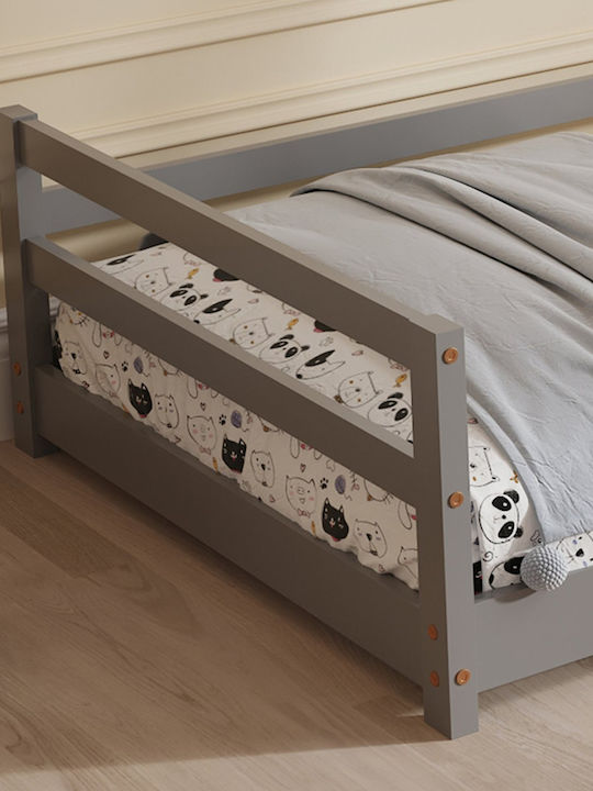 Kinderbett Montessori Einzel mit Matratze Grau 90x190cm