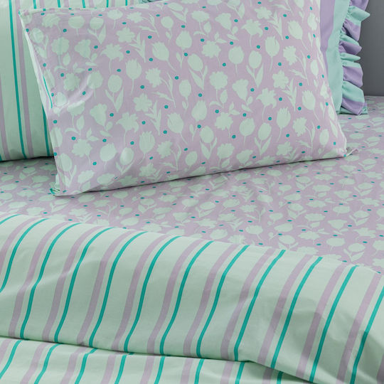 Palamaiki City Life Cl203 Bed Sheets Set King Size 270x260cm Green 4 Pieces