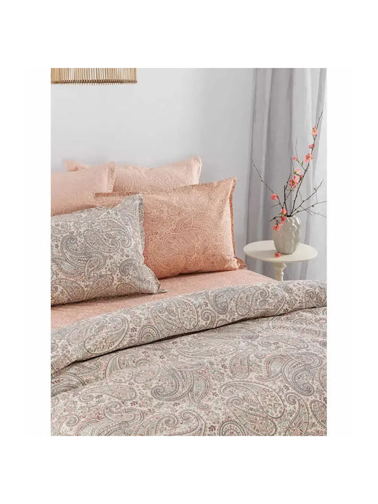 Palamaiki Estella King Size Bed Sheets Set With Rubber Hugger 240x260+32cm Multicolour 4 Pieces
