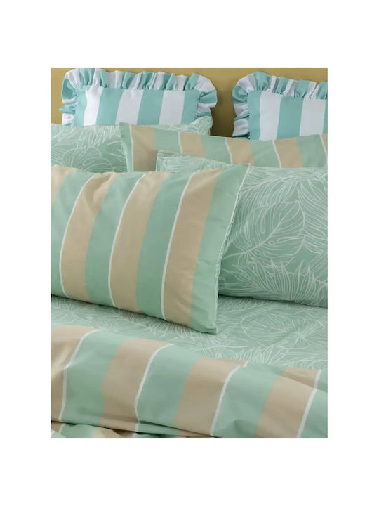 Palamaiki City Life Cl201 Bed Sheets Set King Size With Rubber Hugger 240x260+32cm Green (4pcs)