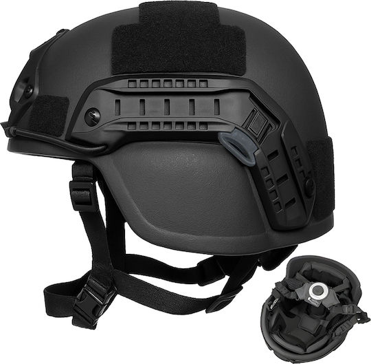 Mich Nij Iiia Ballistic Tactical Helmet Resistant To 9mm 357 Sig 44 Magnum Bullets Nvg Compatible Fast Rail 360° Adjustment System Durable Pe Material Size M Black