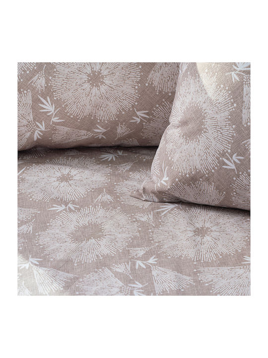 Beauty Home 12568 Single Bed Sheets Set With Rubber Hugger 110x200+30cm Beige (3 Pieces)
