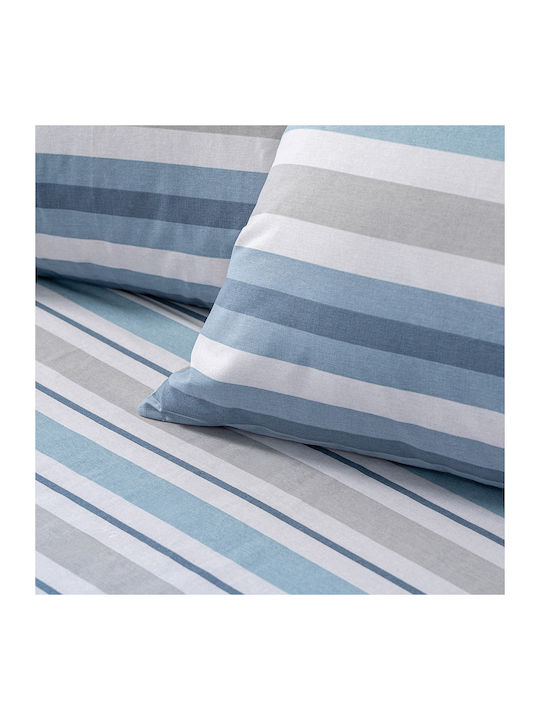 Beauty Home 12561 Set of Double Bed Sheets with Rubber Hugger 165x200+30cm Light Blue 4 Pieces 12561SEYDL