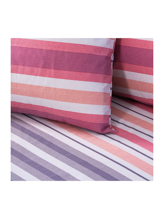 Beauty Home 12562 Set of Single Bed Sheets with Rubber Hugger 110x200+30cm Pink 3 Pieces 12562SEMOL