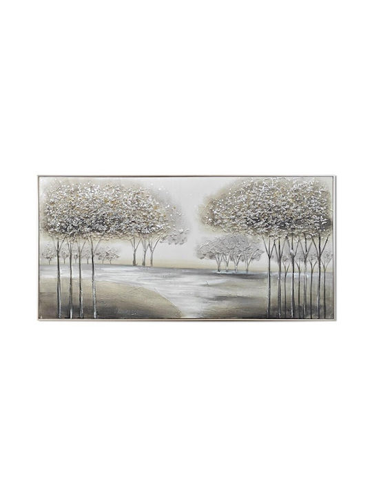 Karvounis Canvas Painting Trees Road Silver Frame 72x152x4.5cm Bd21b459a-1a