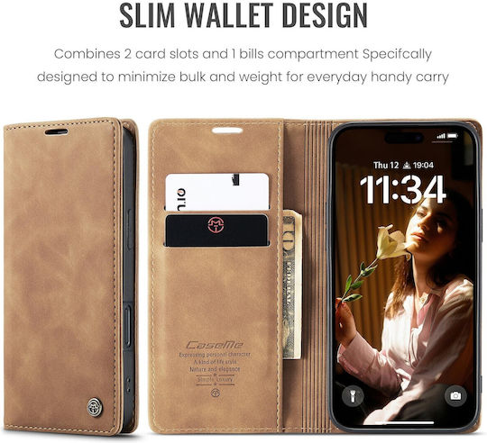 Caseme 013 Iphone 17 Retro Leather Θήκη Βιβλίο Brown