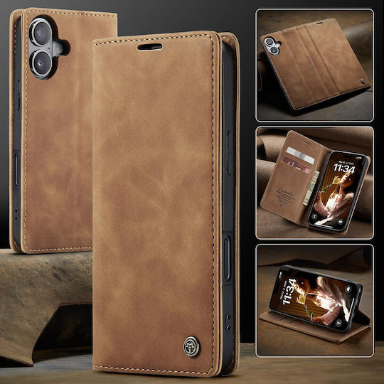 Caseme 013 Iphone 17 Retro Leather Θήκη Βιβλίο Brown