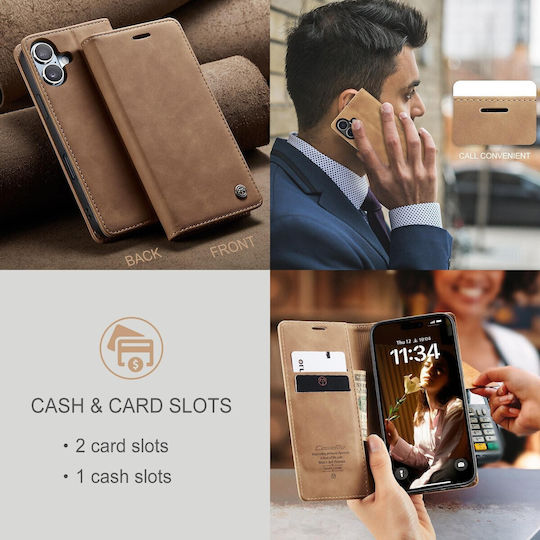 Caseme 013 Iphone 17 Retro Leather Θήκη Βιβλίο Brown