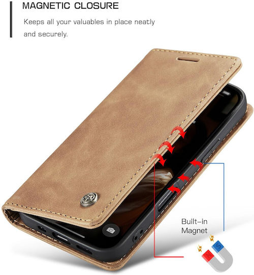 Caseme 013 Iphone 17 Retro Leather Θήκη Βιβλίο Brown