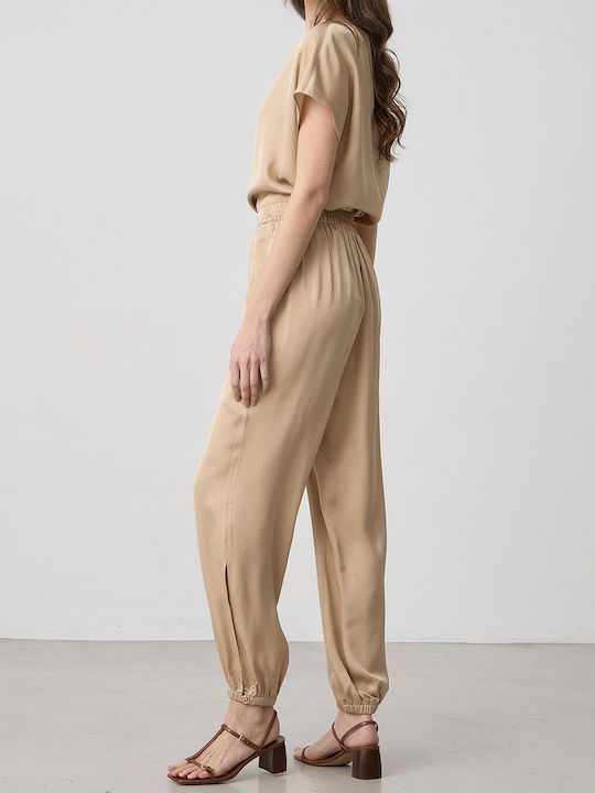 Women's Fabric Trousers Beige