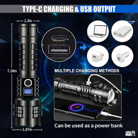 Linomag Rechargeable LED Flashlight IP67