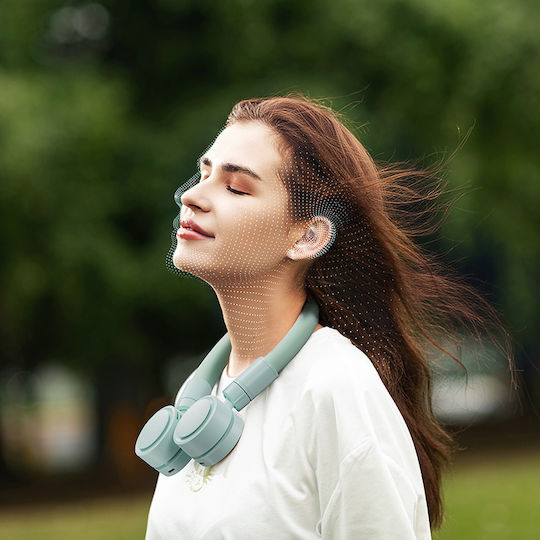 Ventilator Portabil Pentru Gât Design Ergonomic 360° Alimentare USB Sistem Hands-Free Motor Silențios Răcire Personală Utilizare Interior Exterior Gri