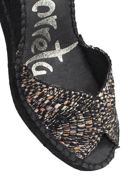 Sommer Damenplattformen in Stil Espadrilles Schwarz