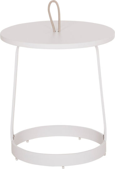 Masă Laterală Pentru Spații Exterioare Mici Din Aluminiu Pliabil Alb 47x47x53cm