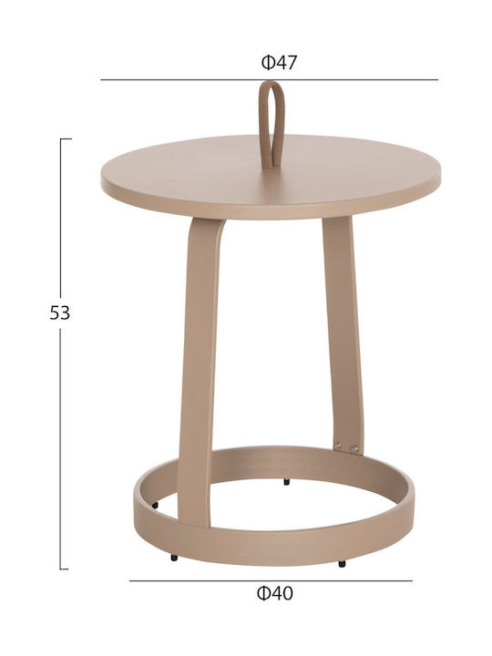 Auxiliary Table for Small Outdoor Spaces Aluminum Cappuccino 47x47x53cm