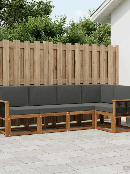 Ecksofa Outdoor Kunststoff mit Kissen 243x124.5x73cm