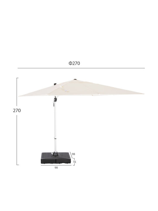 Professional Hanging Circular Aluminum Garden & Terrace Parasol White F2.7m